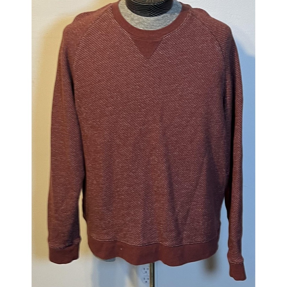 L.L. Bean Sweatshirt Mens Large Red Crewneck Slightly‎ Fitted Pullover Knit